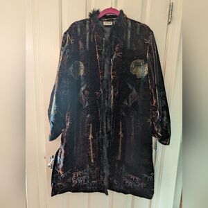 Chico's Velvet Duster with Intricate Patterns